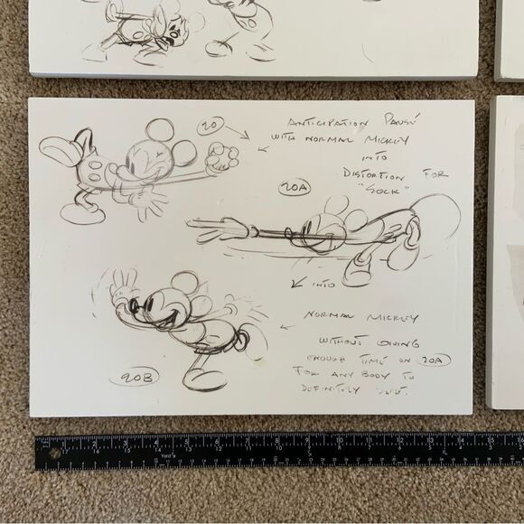Set of 4 Disney white and black Mickey Mouse Cartoon Drawing prints - Picture 2 of 14